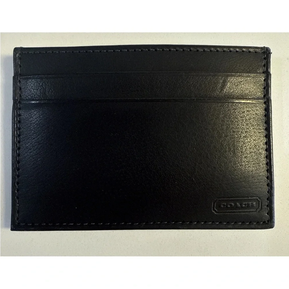 *NWT Coach Vintage Water buffalo Slim card case holder wallet black #4790